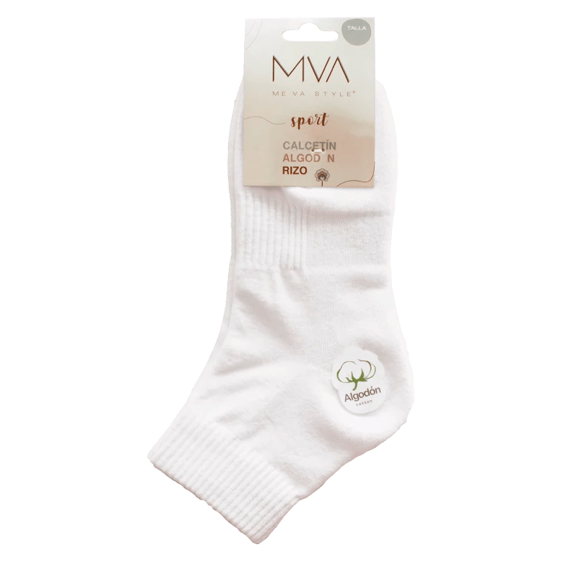 Calcetín sport unisex de rizo MVA, blanco