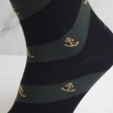 Calcetín clásico anclas con rayas, negro