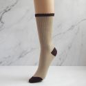 Calcetín mujer media caña bicolor, beige