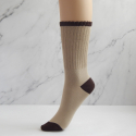 Calcetín mujer media caña bicolor, beige
