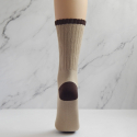 Calcetín mujer media caña bicolor, beige