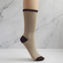 Calcetín mujer media caña bicolor, beige