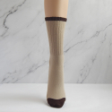 Calcetín mujer media caña bicolor, beige