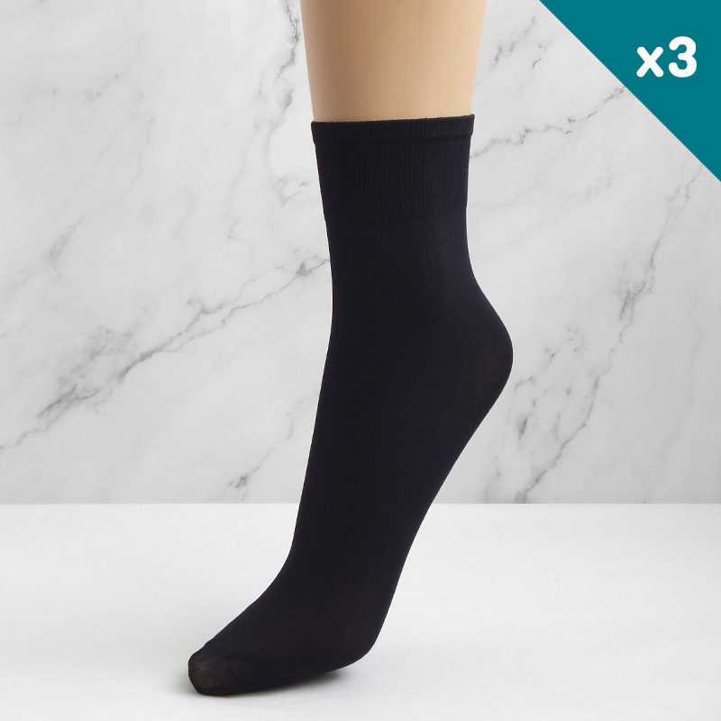 Pack 3 Medias Tobilleras Unisex 70 DEN, negro