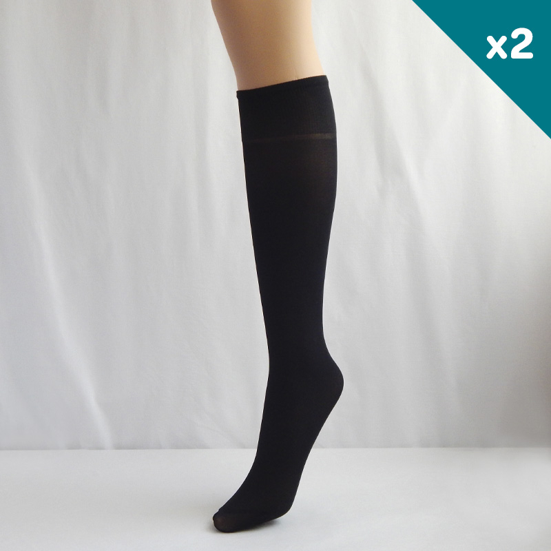 Pack 2 Medias Caña Alta Unisex 70 DEN, negro