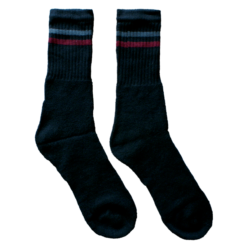 Calcetines básicos deportivos rayas unisex negro